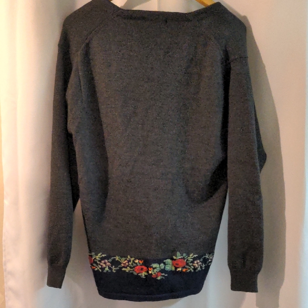 Banana Republic Charcoal Cardigan with Floral Design - Picture 3 of 6